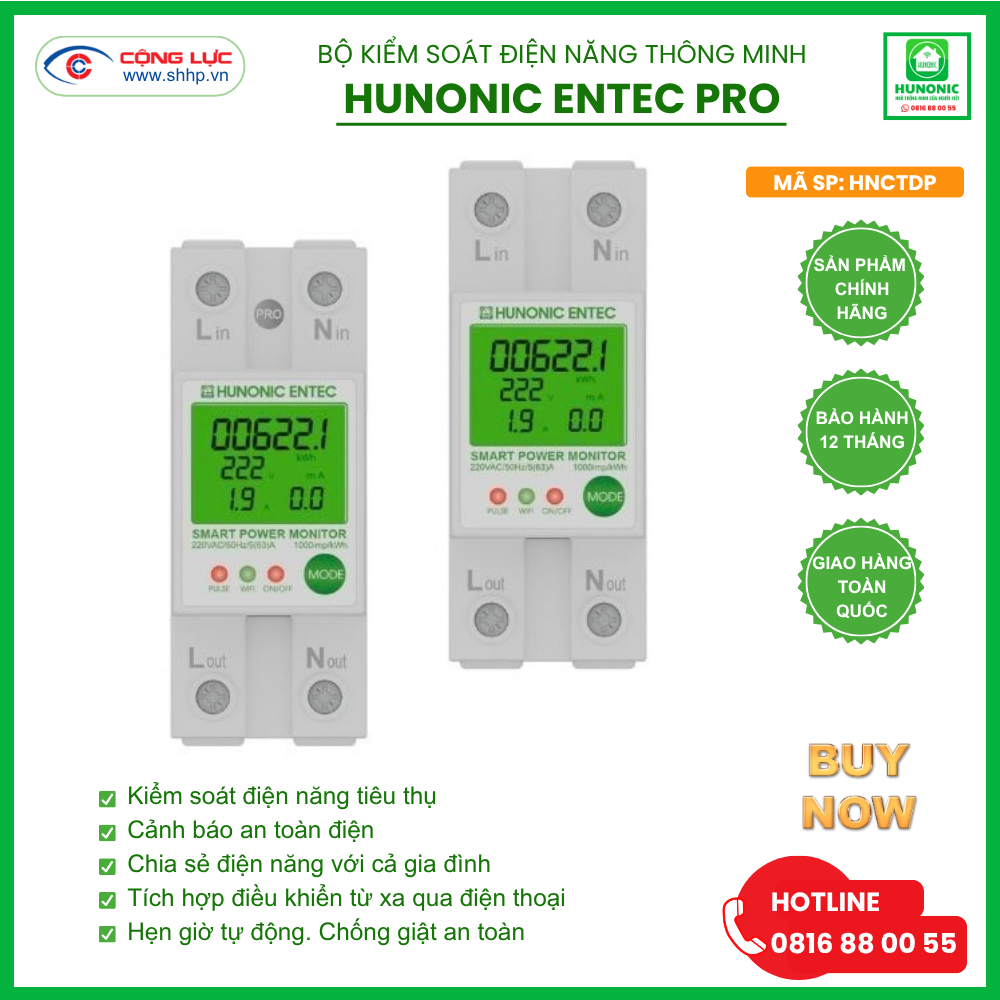 Bộ Kiểm Soát Điện Năng Thông Minh Hunonic Entec Pro