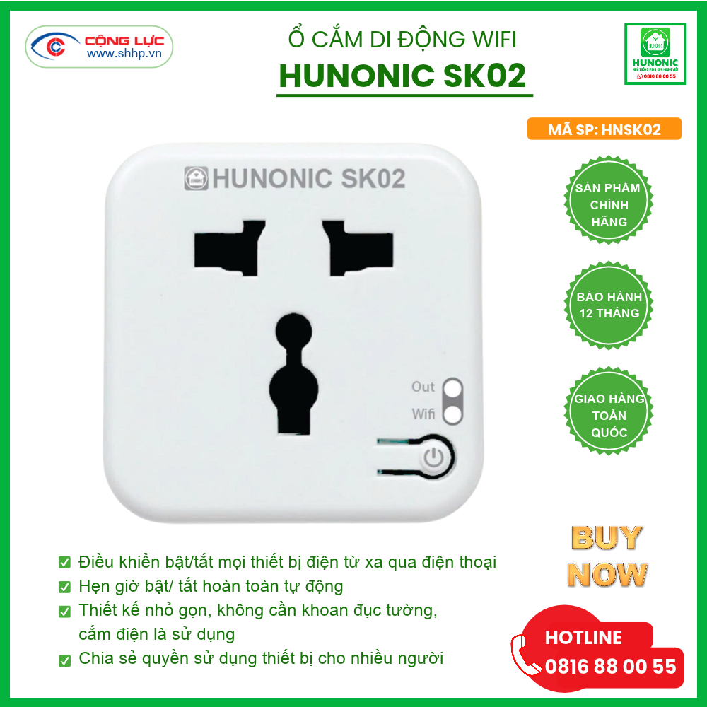 Ổ Cắm Thông Minh Wifi Hunonic SK02