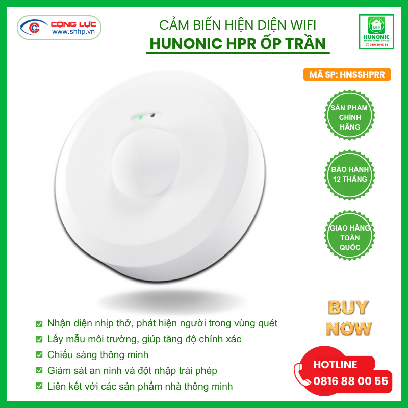Cảm Biến Hiện Diện Wifi Ốp Trần Hunonic HPR
