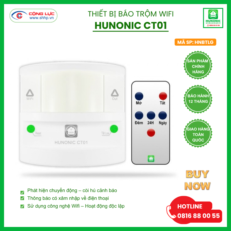 Thiết Bị Chống Trộm Và Báo Khách Wifi Hunonic CT01