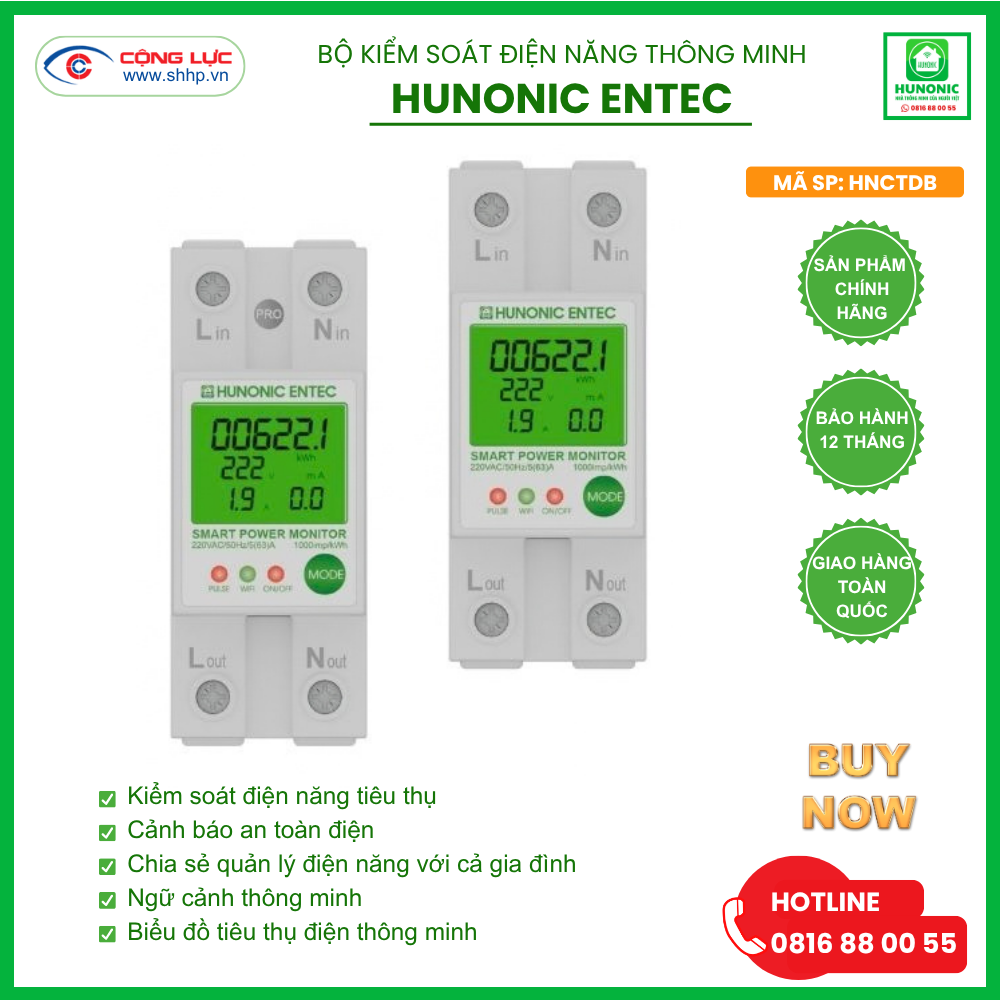 Bộ Kiểm Soát Điện Năng Thông Minh Hunonic Entec