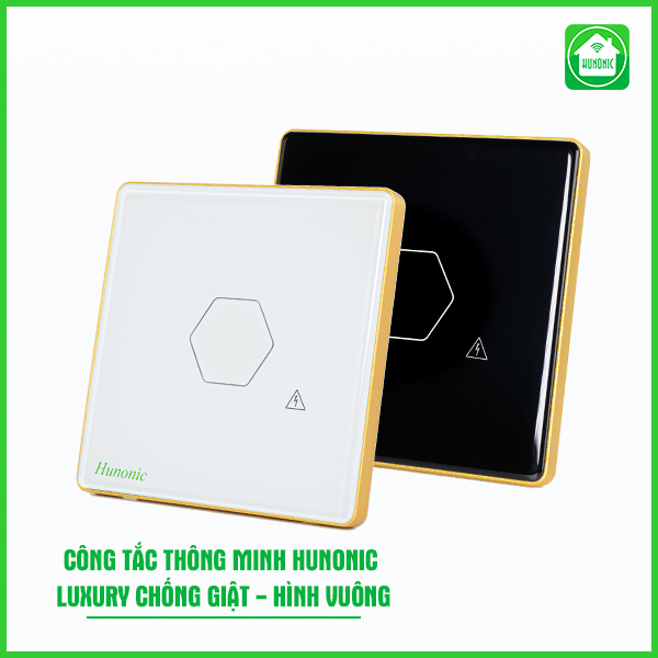 Công tắc chống giật Hunonic luxuru hình vuông