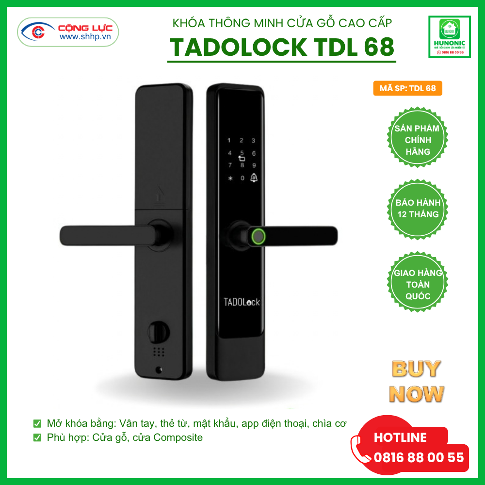 Khóa Thông Minh Cửa Gỗ Cao Cấp TDL 68