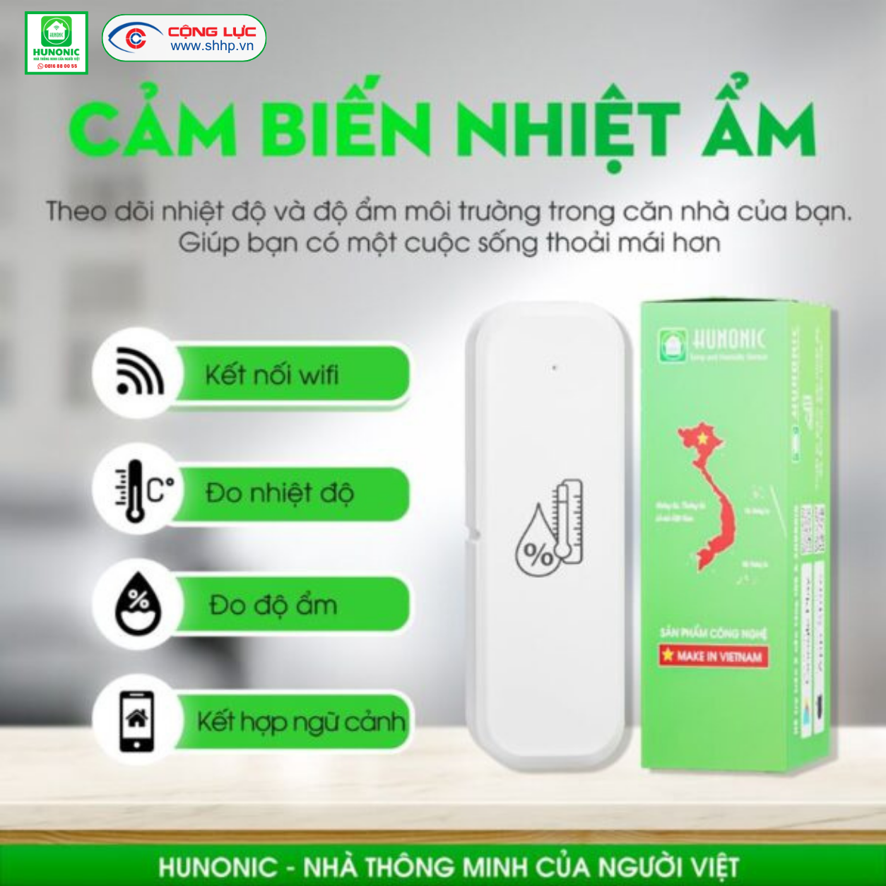 Cảm Biến Nhiệt Độ Và Độ Ẩm WiFi Hunonic